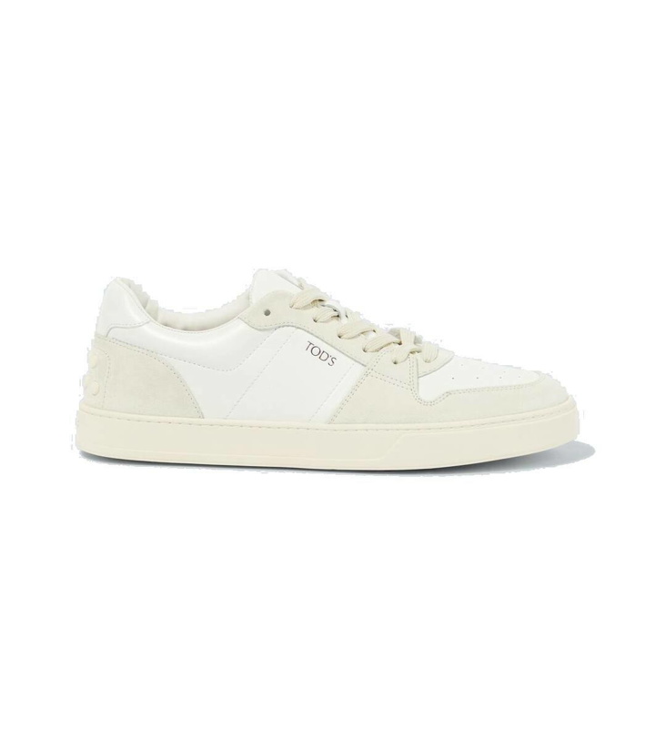 Photo: Tod's Logo suede-trimmed leather sneakers