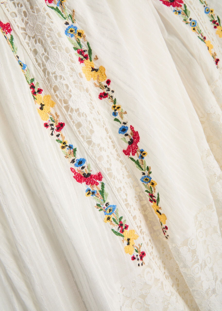 Free People Keila Embroidered Cotton-blend Midi Dress Cream