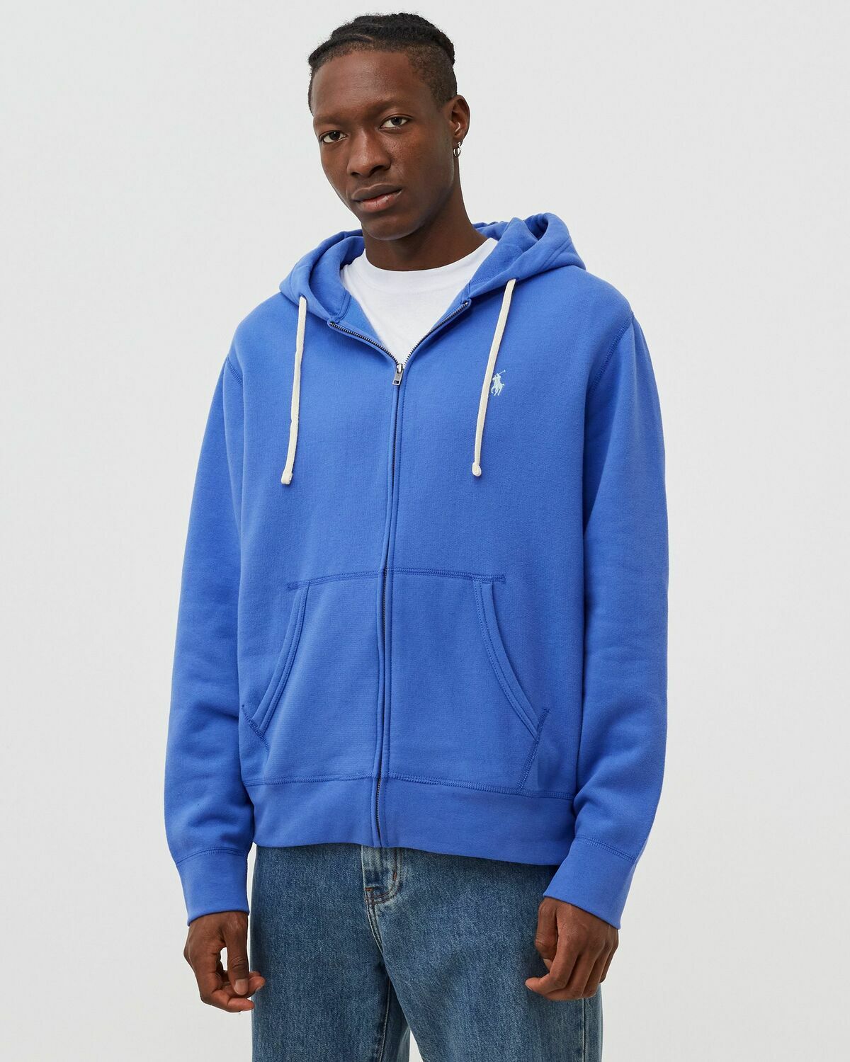 Polo Ralph Lauren Lsfzhoodm6 Long Sleeve Knit Blue Zippers Polo