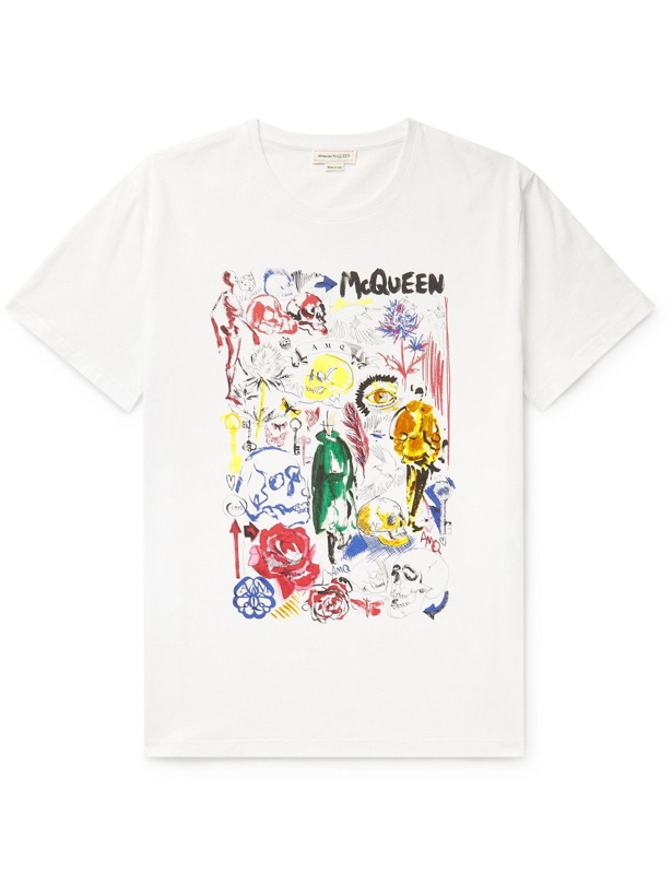 Photo: Alexander McQueen - Printed Cotton-Jersey T-Shirt - White