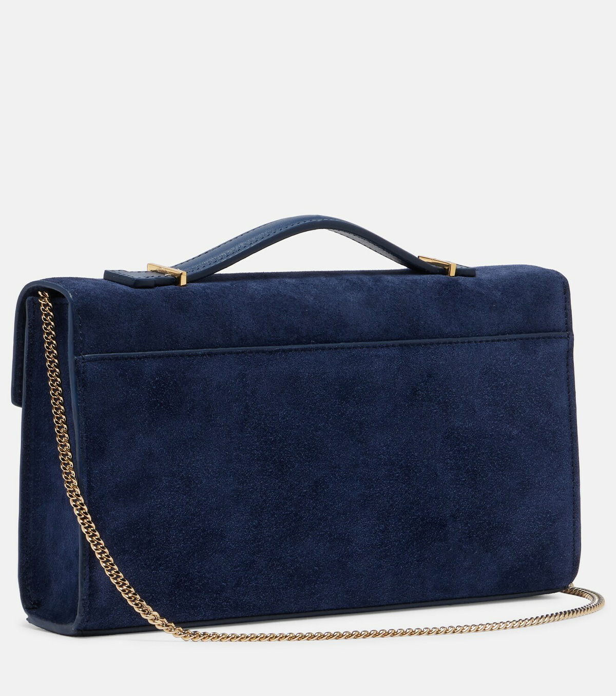 DeMellier Vancouver leather-trimmed suede clutch