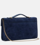 DeMellier Vancouver leather-trimmed suede clutch