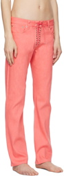 Ludovic de Saint Sernin Pink Lace-Up Jeans