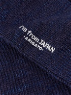 Blue Blue Japan - Striped Cotton-Blend Socks - Blue