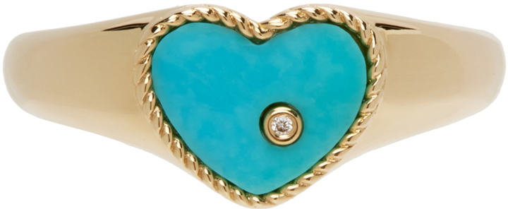 Photo: Yvonne Léon Gold & Blue Baby Chevaliere Coeur Signet Ring