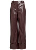 Alice + Olivia Alexander Wide-leg Faux Leather Trousers Dark Brown