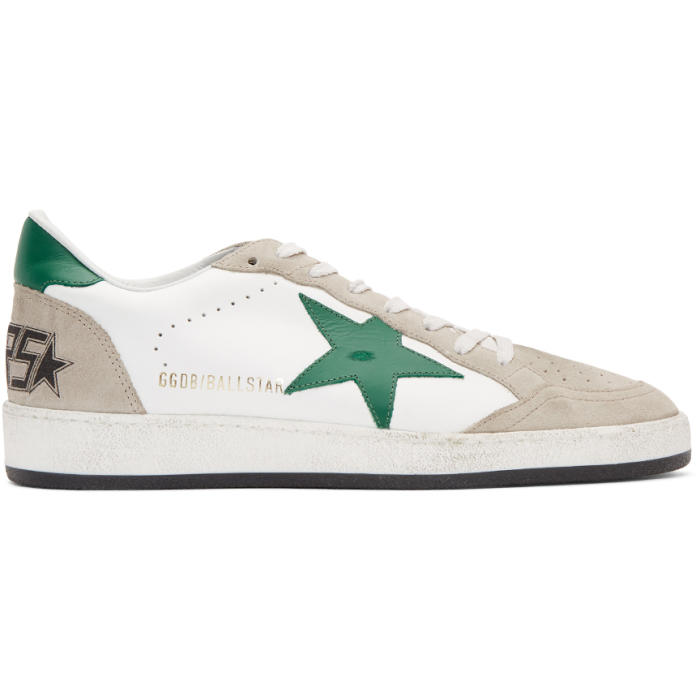 Golden Goose White and Green Ball Star Sneakers Golden Goose Deluxe Brand