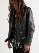 Enfants Riches Déprimés - Distressed Embellished Leather Biker Jacket - Black
