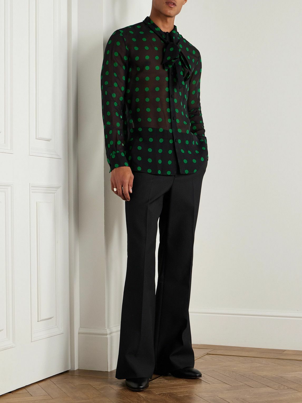 Valentino Garavani - Flared Twill Trousers - Black