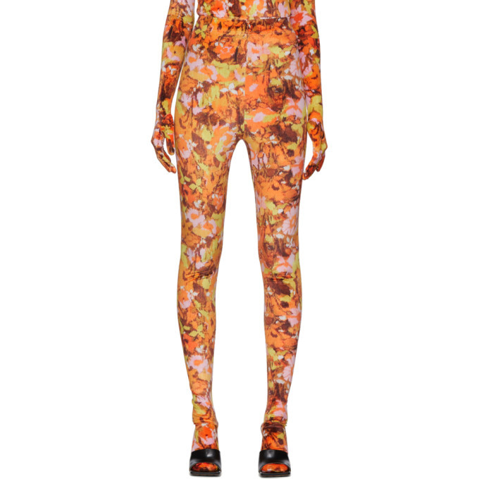 Richard Quinn Orange Floral Leggings