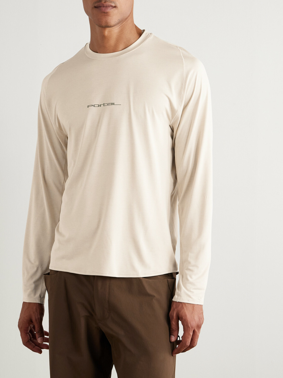Portal - Lateral Peak Logo-Print Recycled-Jersey T-Shirt - Neutrals