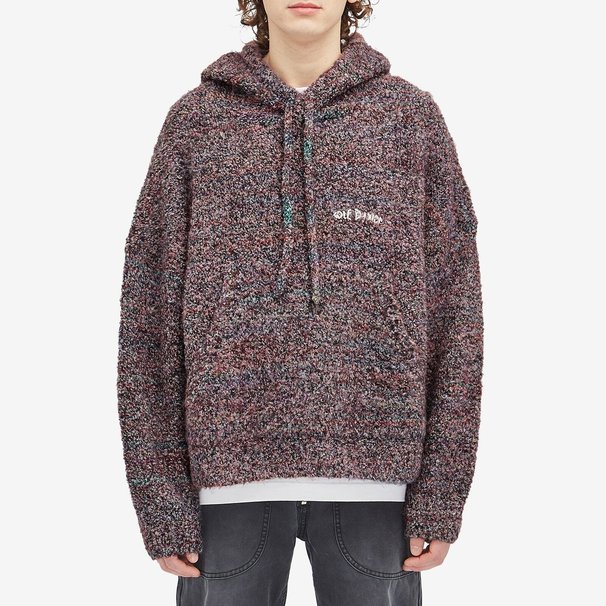 Cole Buxton Men's Muti Boucle Knitted Hoodie in Multi