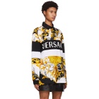 Versace White and Gold Acanthus Long Sleeve Polo