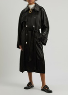 Rabanne Eyelet-embellished Satin Trench Coat Black