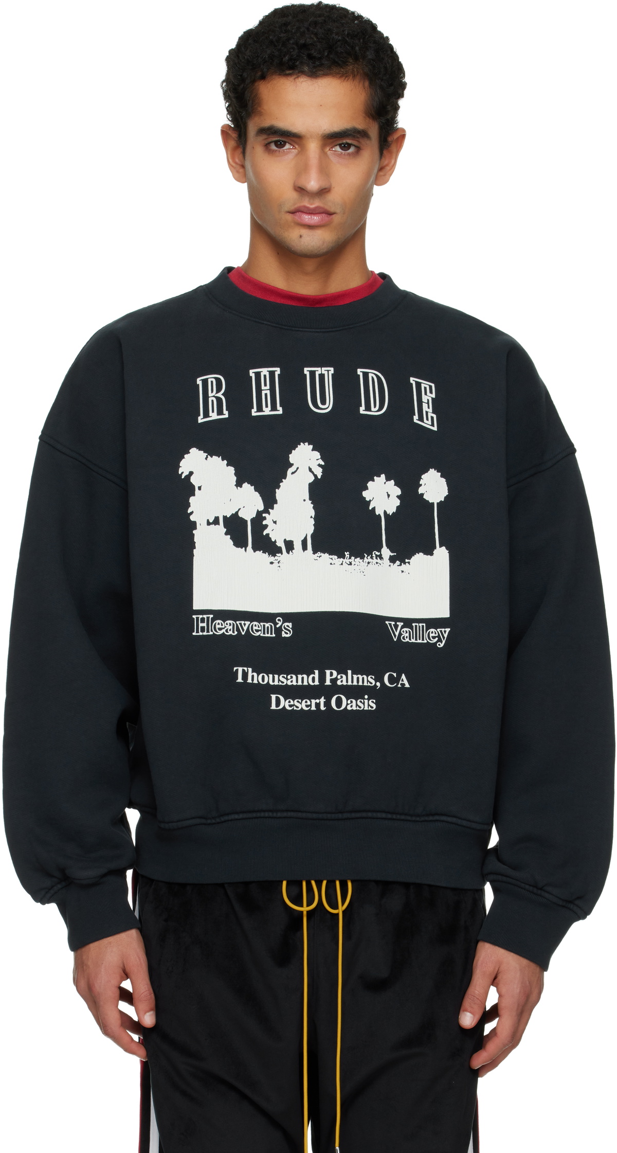 Rhude Black 'Thousand Palms' Crewneck Sweatshirt