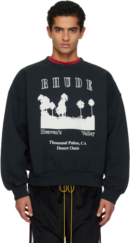 Photo: Rhude Black 'Thousand Palms' Crewneck Sweatshirt