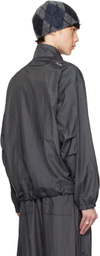 International Gallery BEAMS Gray Washed Nylon Zip-Up Jacket