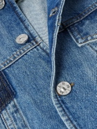 Marni - Slawn and Soldier Appliquéd Cotton Velvet-Trimmed Denim Jacket - Blue