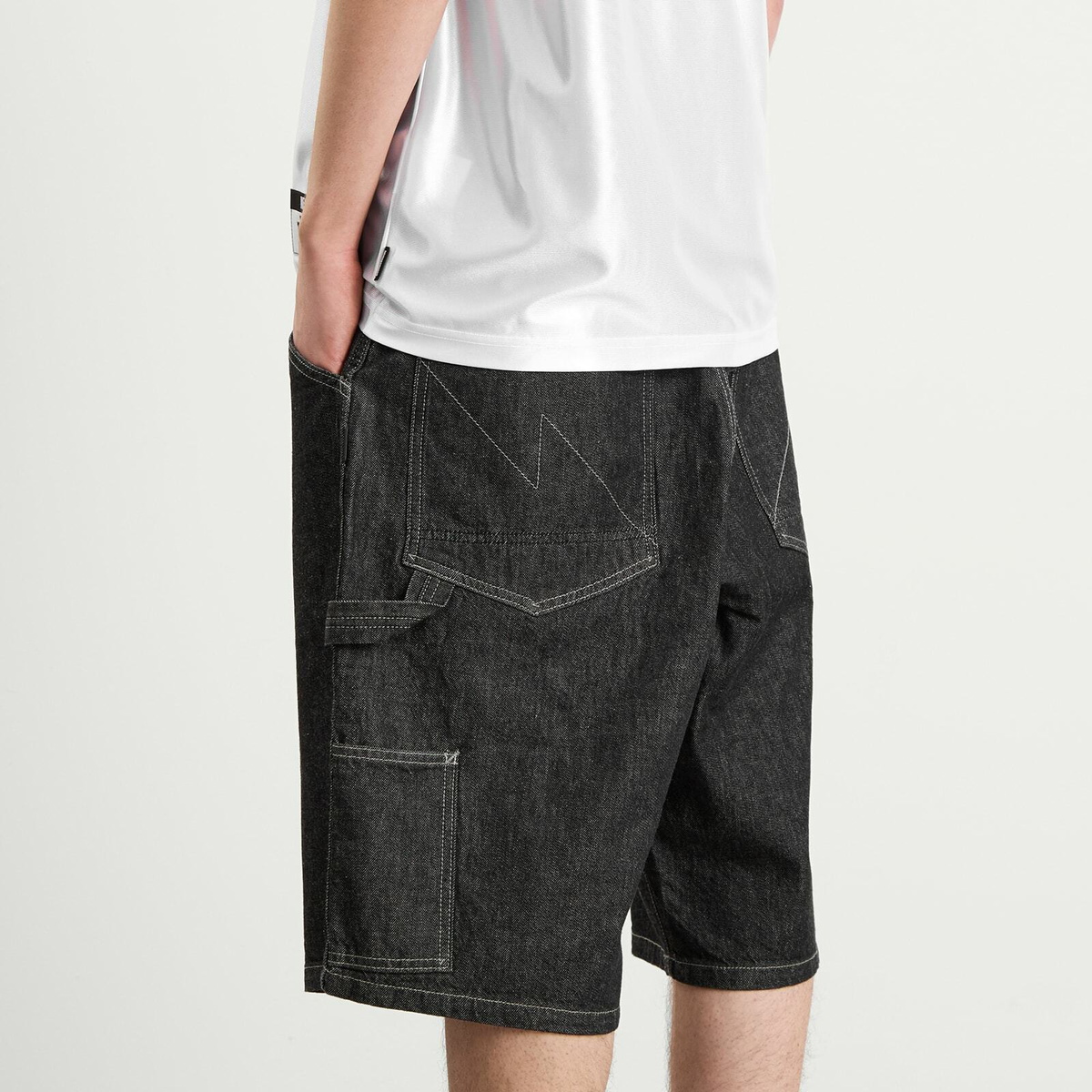 Neighborhood Men's Denim Painter Shorts in Black
