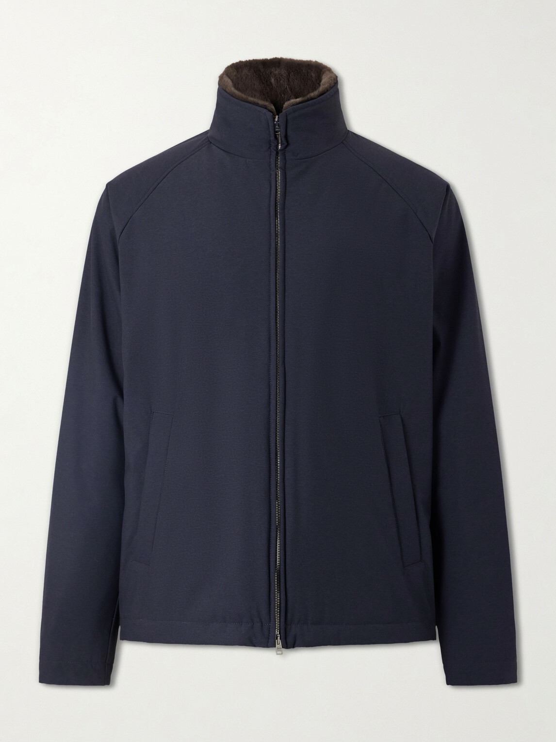 Herno - Faux Fur Trimmed Bomber Jacket - Blue