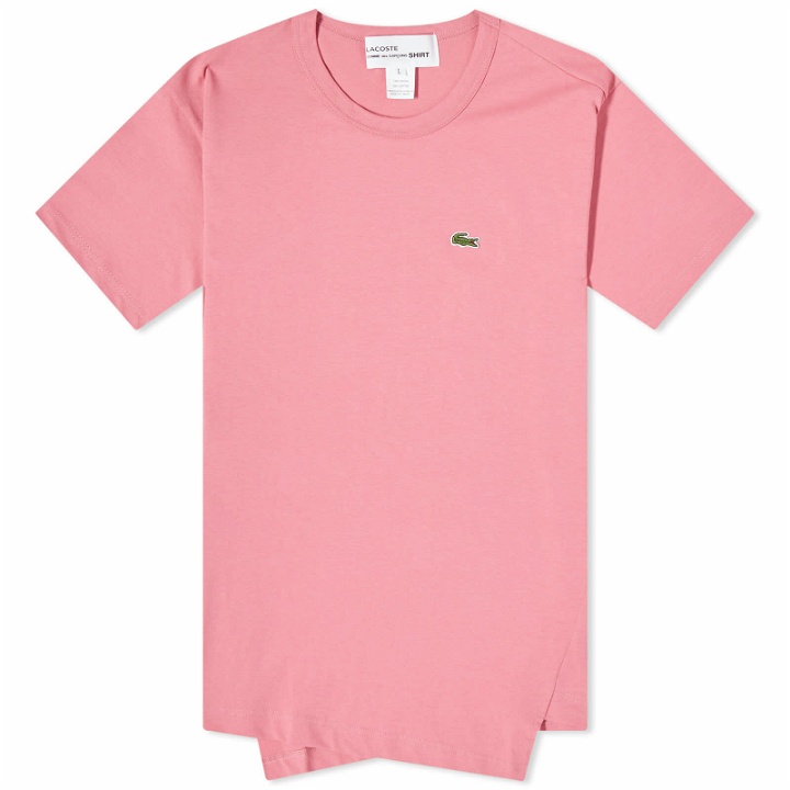Photo: Comme des Garçons SHIRT Men's x Lacoste Asymmetric T-Shirt in Pink