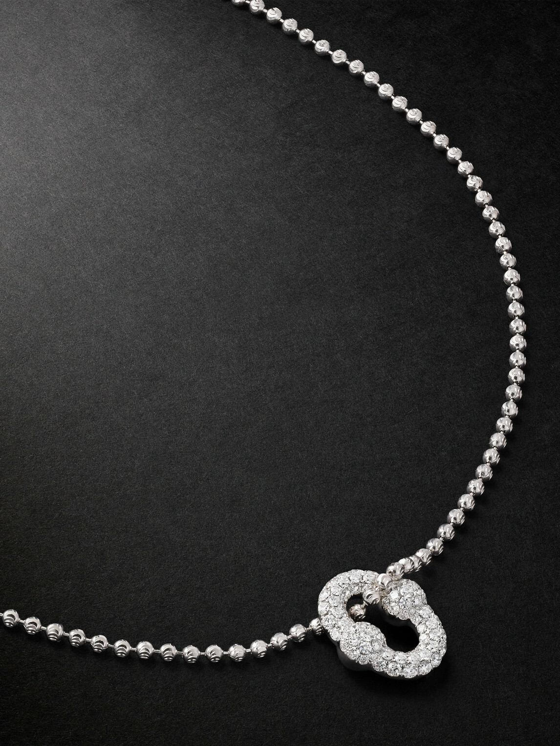 Greg Yuna - Umlaut 18-Karat White Gold Diamond Ball Chain Necklace