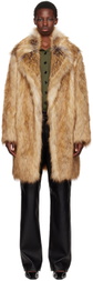 Recto Beige 70s Orchid Faux-Fur Coat