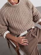 Begg & Co - Cable-Knit Cashmere and Wool-Blend Sweater - Brown