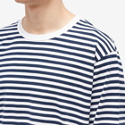 Nanamica Men's Long Sleeve COOLMAX Stripe T-Shirt in Navy/White