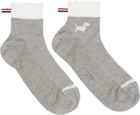 Thom Browne Gray Pointelle Stitch Hector Crew Socks