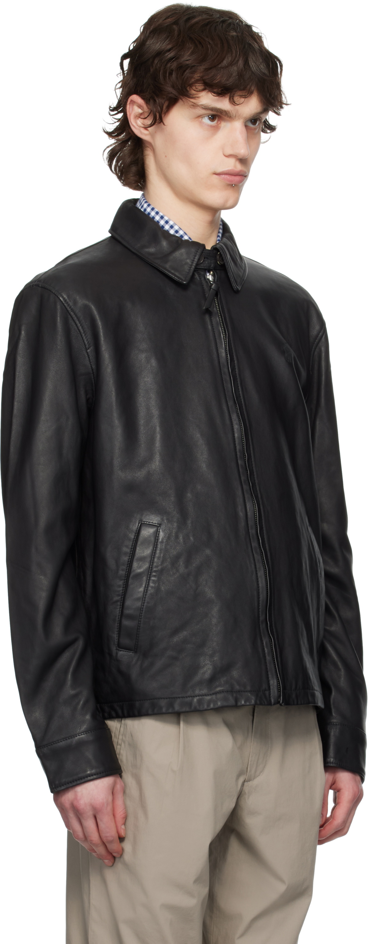 Polo Ralph Lauren Black Zip Leather Jacket Polo Ralph Lauren