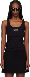Versace Black Ribbed Stretch Cotton Tank Top
