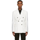 Alexander McQueen White Wool Double-Breasted Blazer