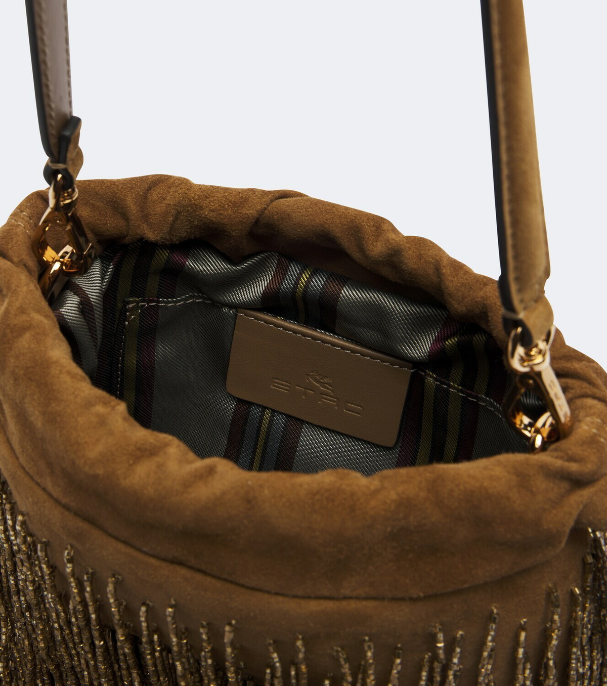 Etro Kalispera Small fringed suede shoulder bag