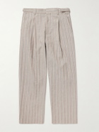NN07 - Kay 10058 Wide-Leg Pleated Herringbone Organic Cotton-Blend Suit Trousers - Brown