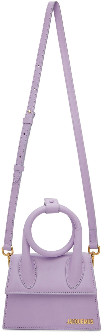 Jacquemus Le Chiquito Medium Leather Top Handle Bag In Purple