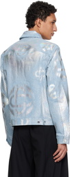 Casablanca Blue Pearlescent Monogram Denim Jacket