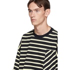 N.Hoolywood Navy and Off-White Border T-Shirt