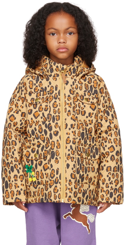 Photo: Mini Rodini Kids Brown Quilted Leopard Jacket
