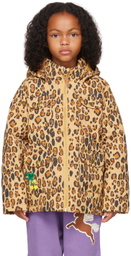 Mini Rodini Kids Brown Quilted Leopard Jacket