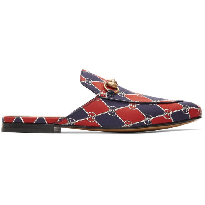 Photo: Gucci Navy and Red Kings GG Slippers