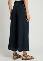 High Freeway Wide-leg Stretch-twill Trousers Navy