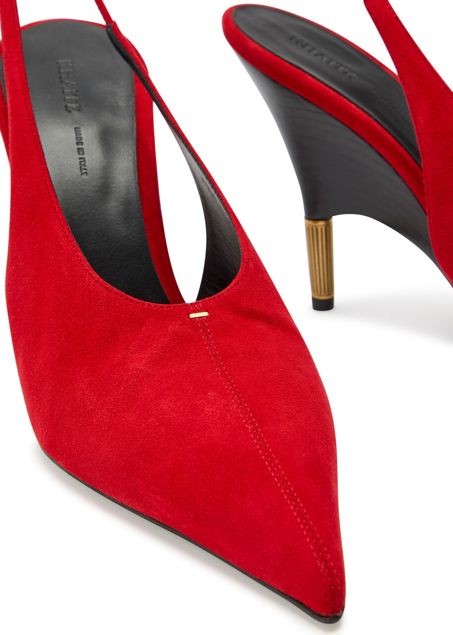 Khaite Bella 100 18kt Gold-plated Suede Slingback Pumps