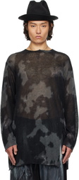 YOHJI YAMAMOTO Black 7G Dyed Jersey Front Slit Long Sleeve Sweater