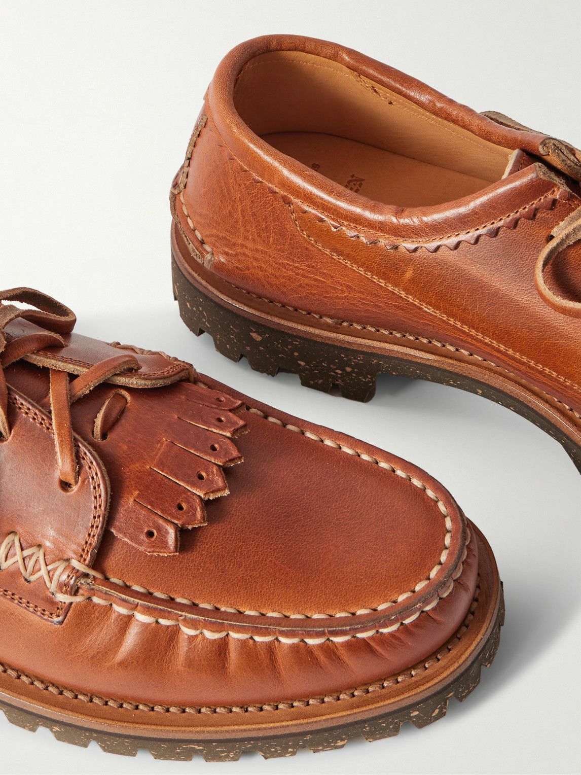 Yuketen - Kiltie Fringed Leather Brogues - Brown
