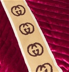 Gucci - Logo-Jacquard Webbing-Trimmed Quilted Padded Velvet Jacket - Pink
