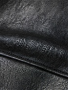SAINT LAURENT - Logo-Embossed Textured-Leather Hoodie - Black