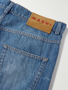 Marni - Straight-Leg Embroidered Mohair-Blend Trimmed Patchwork Jeans - Blue