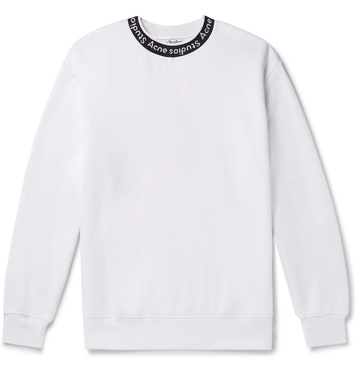 Photo: Acne Studios - Oversized Logo-Jacquard Fleece-Back Jersey Sweatshirt - White