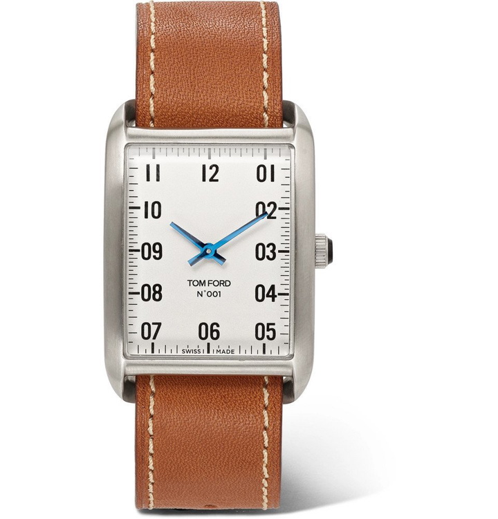 Photo: TOM FORD - 001 Stainless Steel and Leather Watch - Men - White